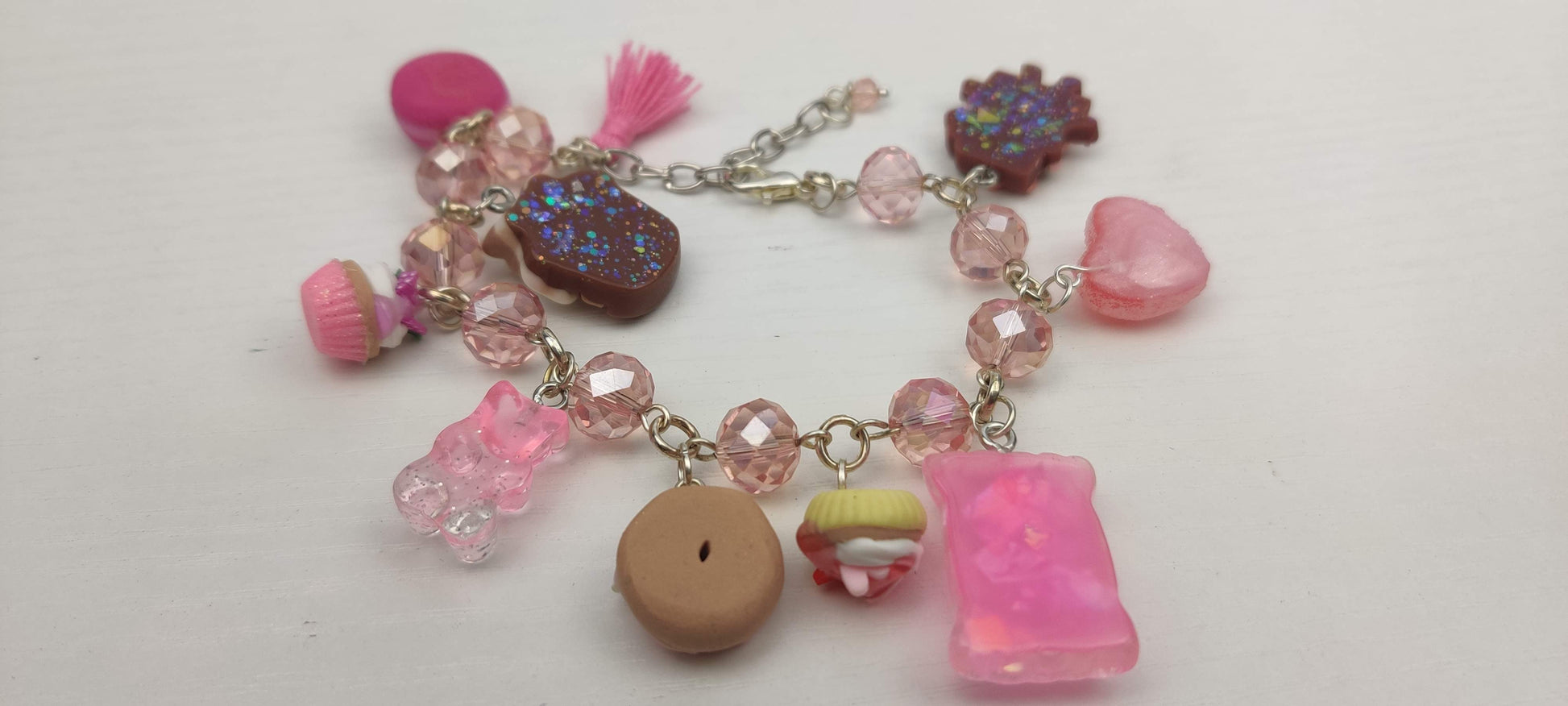 Pretty In Pink Dessert Polymer Clay Charm Bracelet